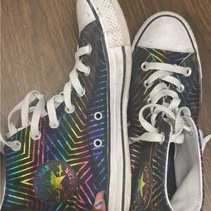 Converse High-Top Sneakers - Black with Rainbow Accents